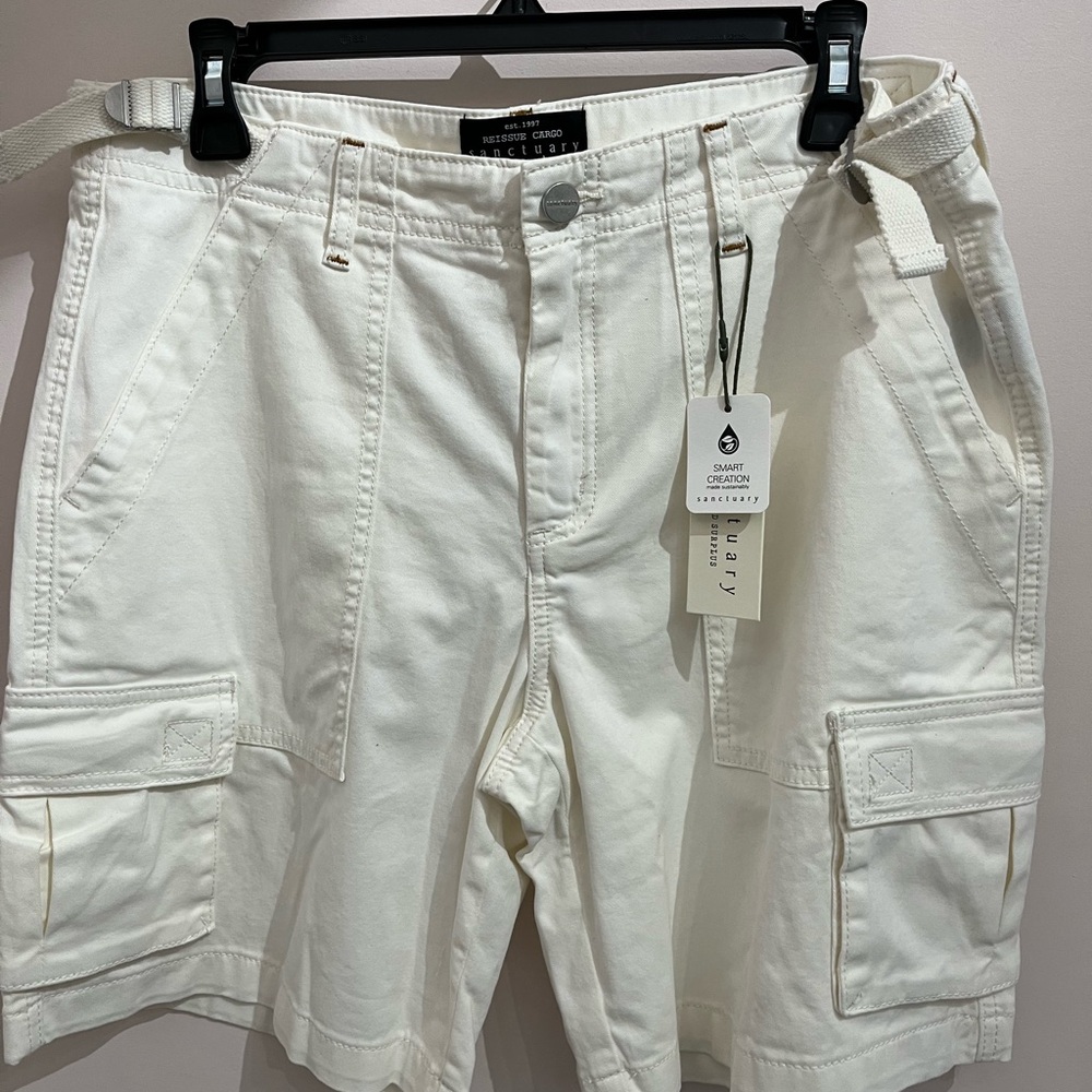 Sanctuary Cream Bermuda Shorts Cotton Blend